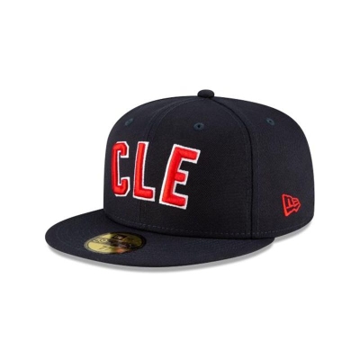 Cleveland Indians Gorra | New Era MLB Ligature 59fifty Fitted Cap Mexico - Azules